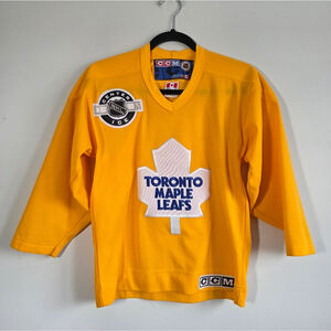 CCM Toronto Maple Leafs Center Ice Hockey Jersey Youth S/M Gold Made in Canada